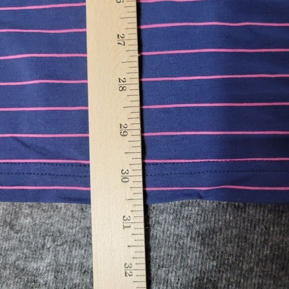 Peter Millar Men's XL Golf Polo Striped Purple Seaside Wash Crown logo Bottom - Picture 9 of 11